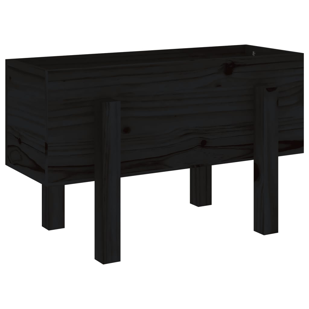 Fioriera da Giardino Nera 62x30x38 cm Legno Massello di Pino 825181
