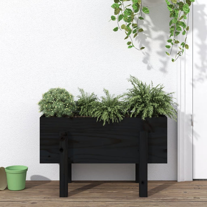 Fioriera da Giardino Nera 62x30x38 cm Legno Massello di Pino 825181