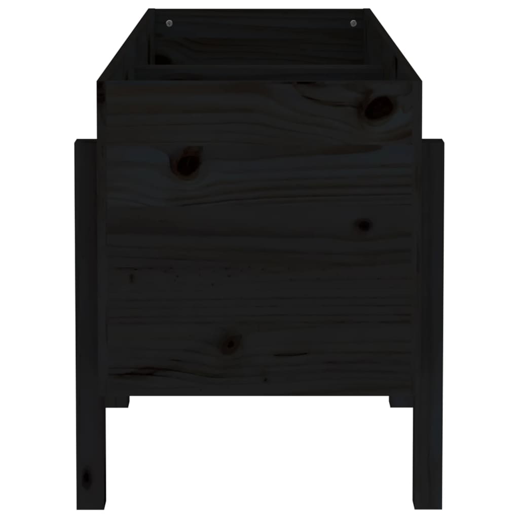 Fioriera Rialzata da Giardino Nera 121x50x57 cm Massello Pino 825230