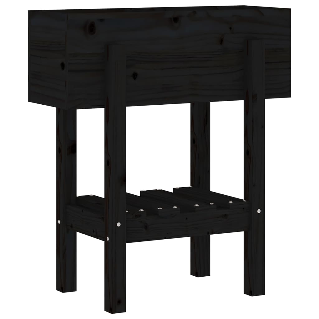 Fioriera da Giardino-Vaso da Esterno-Contenitore per Piante Nera 62x30x69 cm Legno Massello di Pino