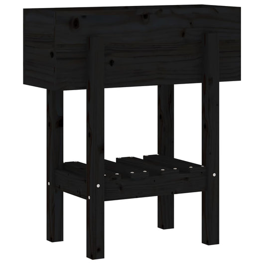 Fioriera da Giardino-Vaso da Esterno-Contenitore per Piante Nera 62x30x69 cm Legno Massello di Pino
