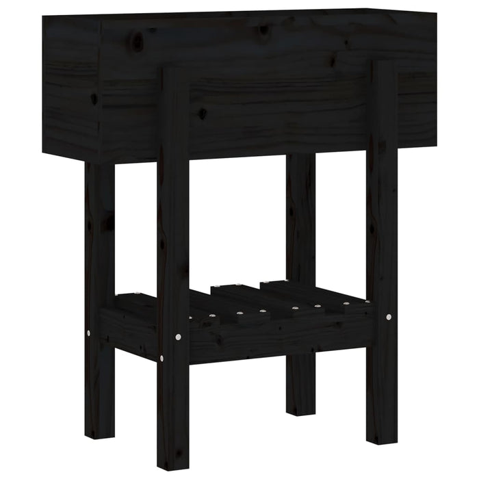 Fioriera da Giardino-Vaso da Esterno-Contenitore per Piante Nera 62x30x69 cm Legno Massello di Pino