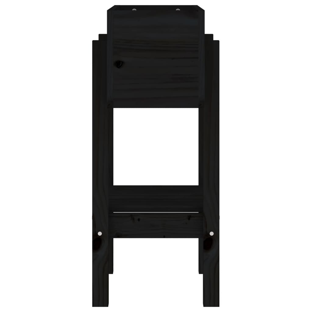 Fioriera da Giardino-Vaso da Esterno-Contenitore per Piante Nera 62x30x69 cm Legno Massello di Pino