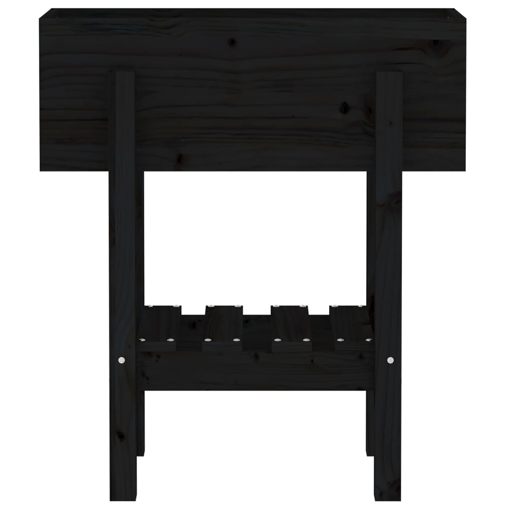 Fioriera da Giardino-Vaso da Esterno-Contenitore per Piante Nera 62x30x69 cm Legno Massello di Pino