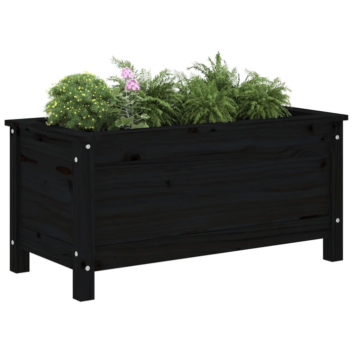 Fioriera da Giardino Nera 82,5x40x39 cm Legno Massello di Pino 825258