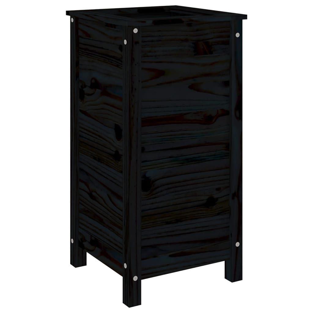 Vassoio per fioriera aiuola rialzata piante fiori terrazza giardino 40 x 40 x 78 cm legno massiccio di pino nero 02_0037582