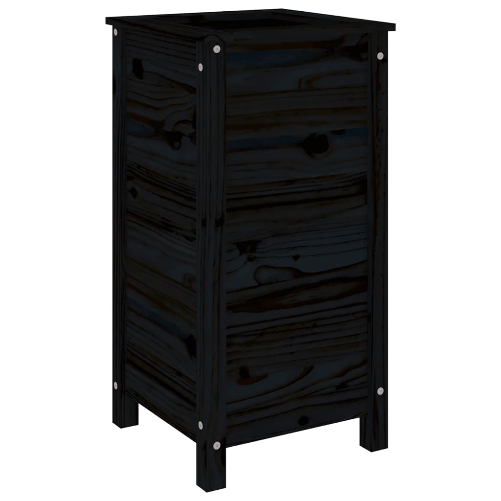 Vassoio per fioriera aiuola rialzata piante fiori terrazza giardino 40 x 40 x 78 cm legno massiccio di pino nero 02_0037582