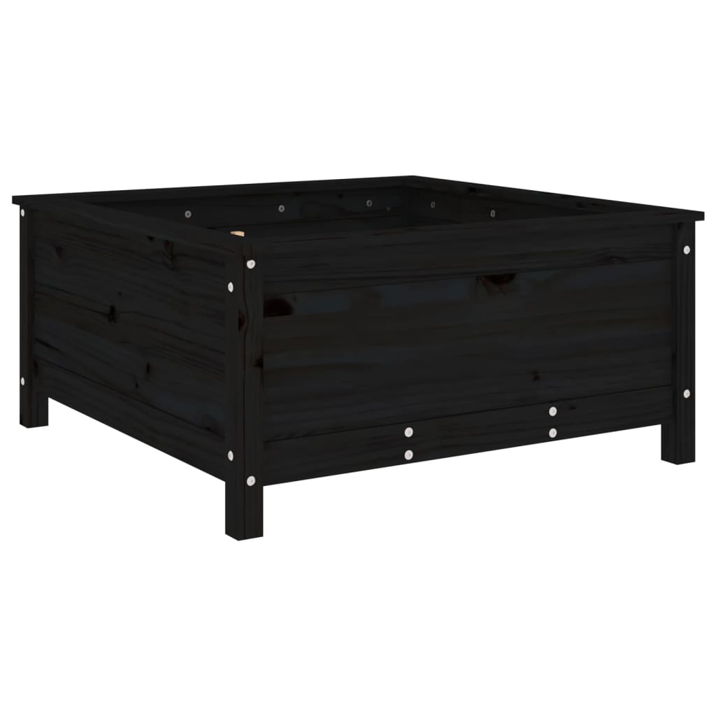 Vassoio per fioriera aiuola rialzata piante fiori terrazza giardino 82,5 x 82,5 x 39 cm legno massiccio di pino nero 02_0037946