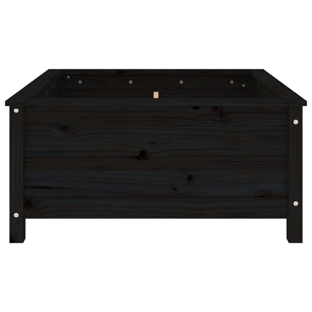 Vassoio per fioriera aiuola rialzata piante fiori terrazza giardino 82,5 x 82,5 x 39 cm legno massiccio di pino nero 02_0037946