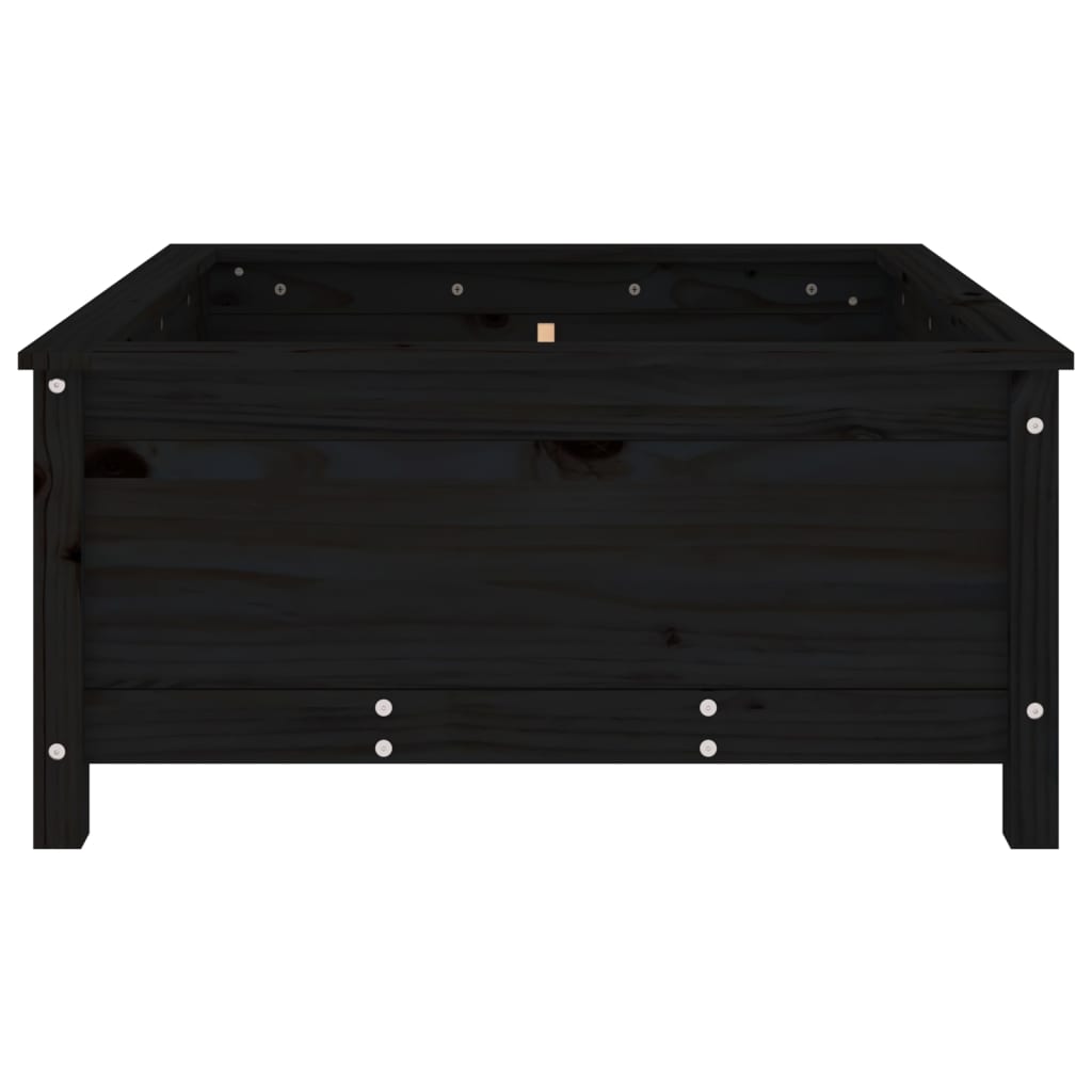 Vassoio per fioriera aiuola rialzata piante fiori terrazza giardino 82,5 x 82,5 x 39 cm legno massiccio di pino nero 02_0037946