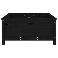 Vassoio per fioriera aiuola rialzata piante fiori terrazza giardino 82,5 x 82,5 x 39 cm legno massiccio di pino nero 02_0037946