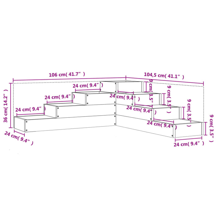 Fioriera Giardino 4 Ripiani Bianca 106x104,5x36cm Massello Pino 825325