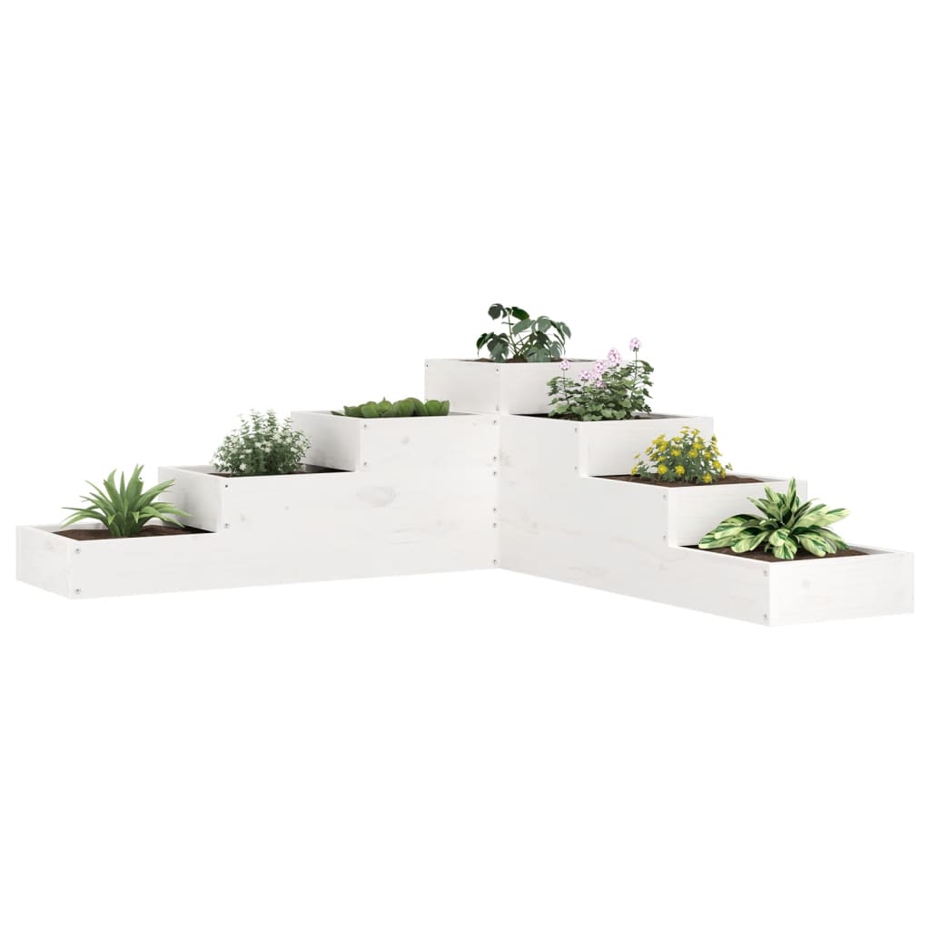 Fioriera Giardino 4 Ripiani Bianca 106x104,5x36cm Massello Pino 825325