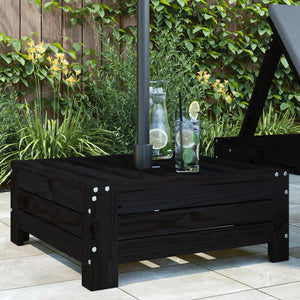 Copertura per Base Ombrellone Nera in Legno Massello di Pino 825335