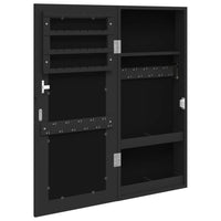 Armadio Portagioie con Specchio a Muro Nero 30x8,5x67 cm 353209