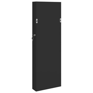 Armadio Portagioie con Specchio a Muro Nero 30x8,5x90 cm 353212