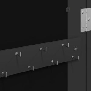 Armadio Portagioie con Specchio a Muro Nero 30x8,5x90 cm 353212