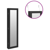 Armadio Portagioie con Specchio a Muro-Specchiera Portagioie Nero 30x8,5x106 cm