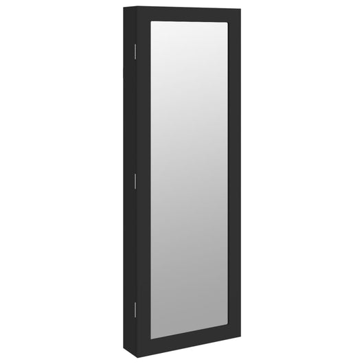 Armadio Portagioie con Specchio a Muro Nero 37,5x10x106 cm 353218