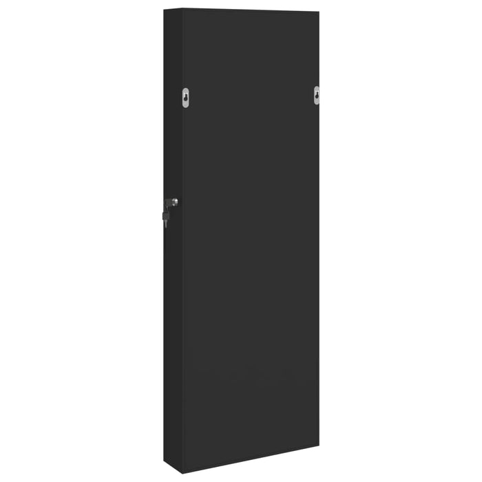 Armadio Portagioie con Specchio a Muro Nero 37,5x10x106 cm 353218
