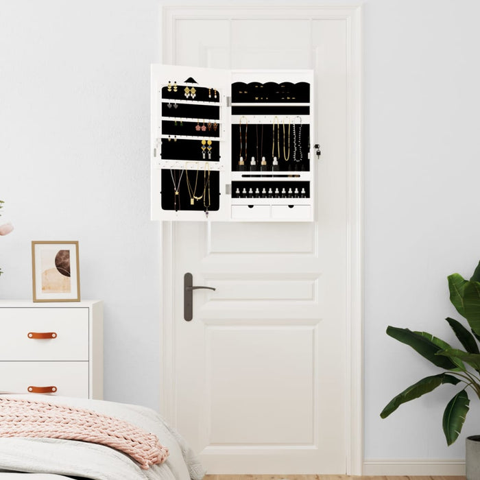 Armadio Portagioie con Specchio a Muro Bianco 37,5x10x67 cmcod mxl 95610