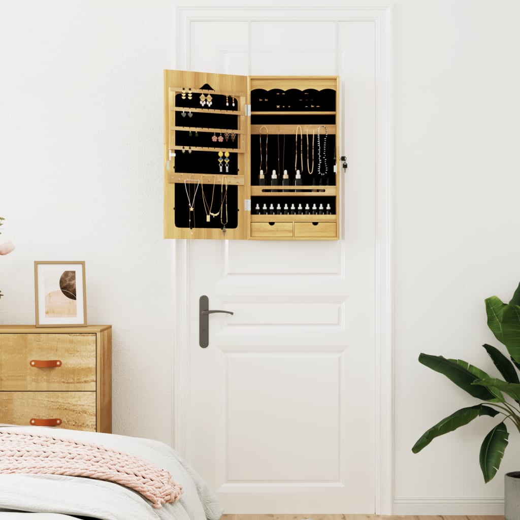 Armadio Portagioie con Specchio a Muro-Specchiera Portagioie 37,5x10x67 cm