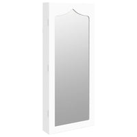 Armadio Portagioie con Specchio a Muro Bianco 37,5x10x90 cm 353223