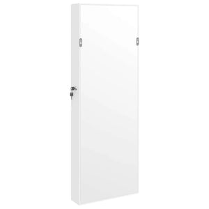 Armadio Portagioie con Specchio a Muro Bianco 37,5x10x106 cm 353226