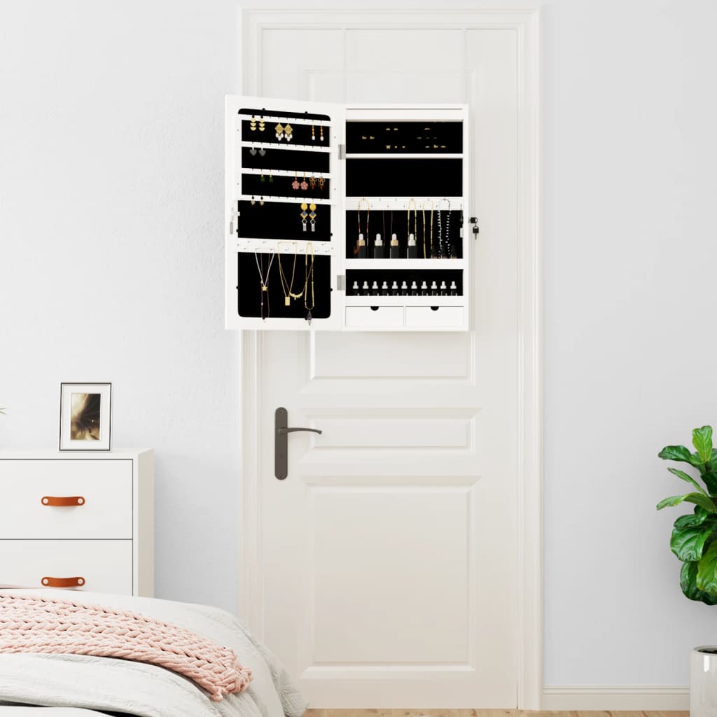 Armadio Portagioie a Specchio con Luci LED a Parete-Specchiera Portagioie con LED Bianco 800303