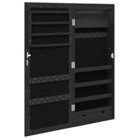 Armadio Portagioie a Specchio con Luci LED a Parete-Specchiera Portagioie con LED Nero 433609