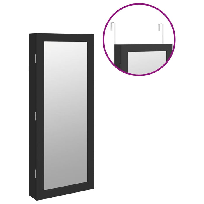 Armadio Portagioie a Specchio con Luci LED a Parete-Specchiera Portagioie con LED Nero 433609