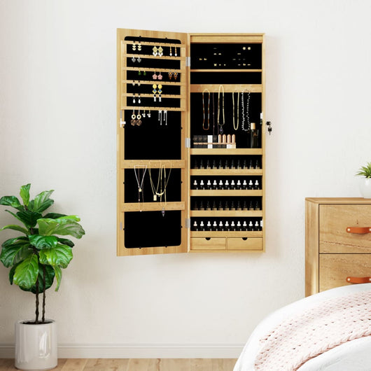 Armadio Portagioie a Specchio con Luci LED a Parete-Specchiera Portagioie con LED 800697