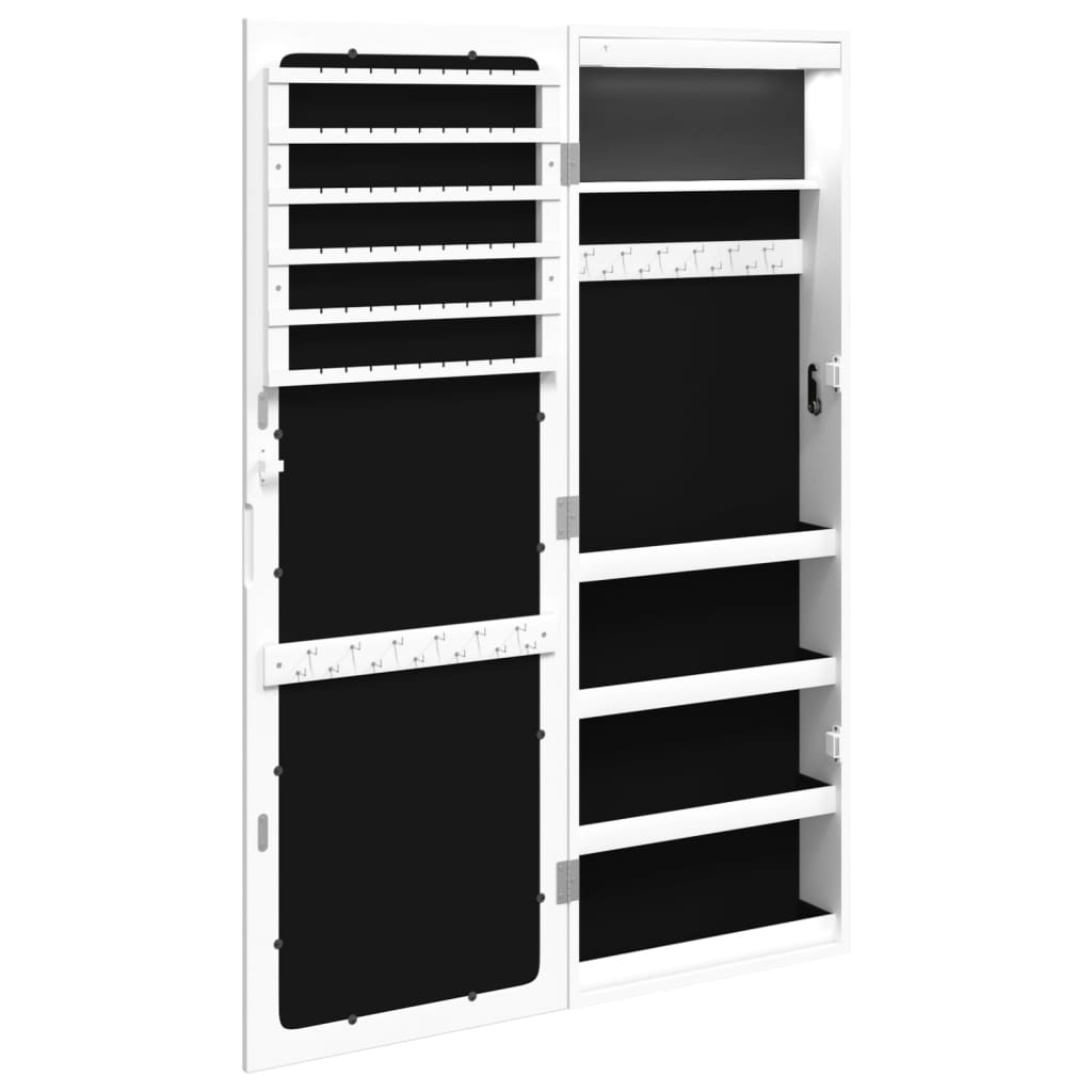 Armadio Portagioie a Specchio con Luci LED-Specchio con portagioie a Parete Bianco 236911