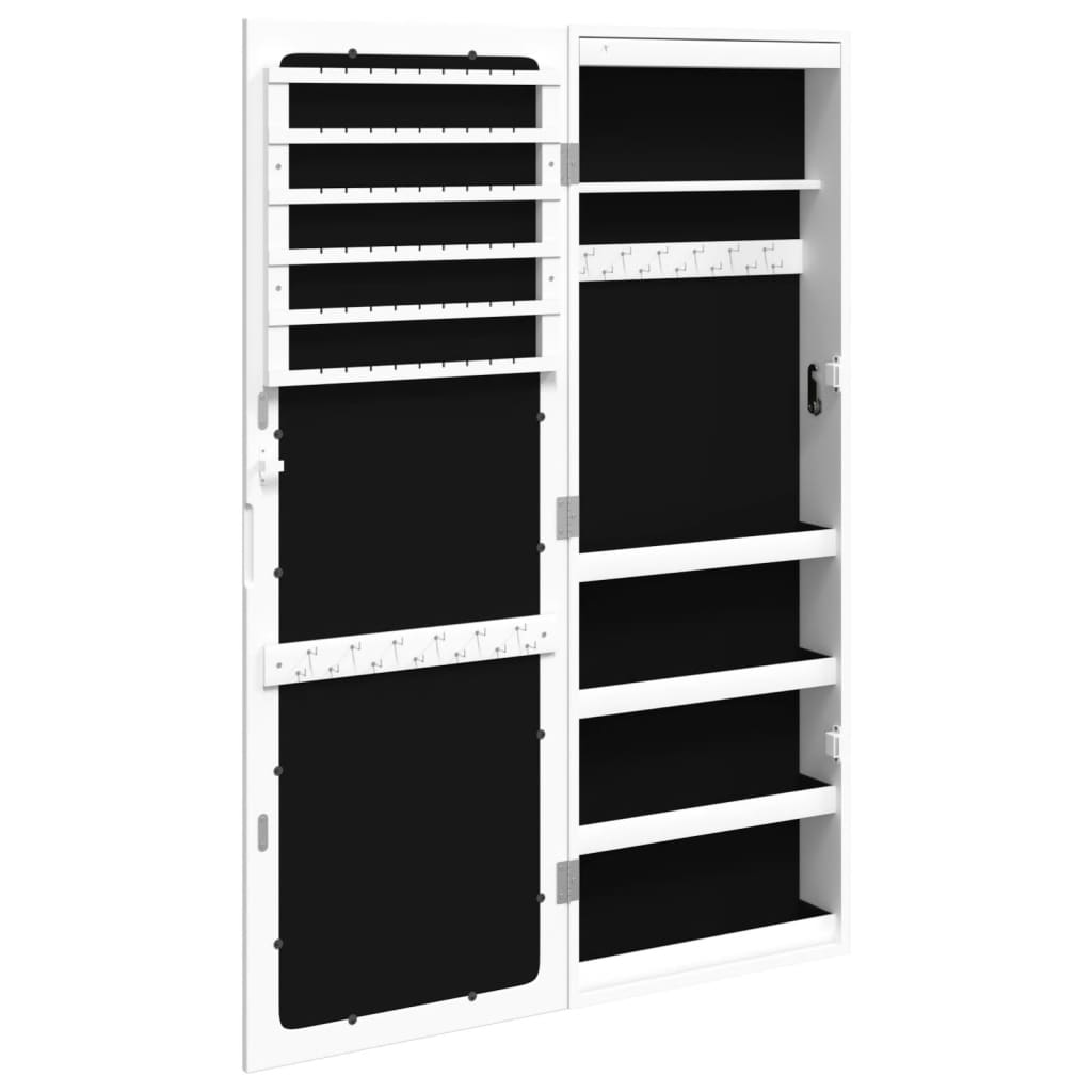 Armadio Portagioie a Specchio con Luci LED-Specchio con portagioie a Parete Bianco 236911