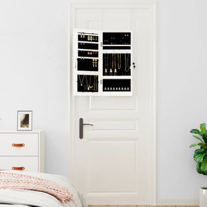 Armadio Portagioie a Specchio con Luci LED a Parete-Specchiera Portagioie con LED Bianco 467663