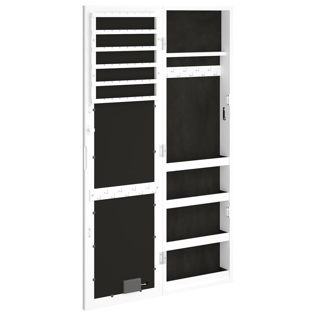 Armadio Portagioie a Specchio con Luci LED-Specchio con portagioie a Parete Bianco 992396