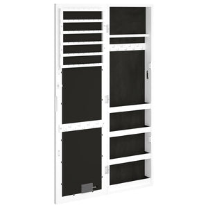 Armadio Portagioie a Specchio con Luci LED-Specchio con portagioie a Parete Bianco 992396