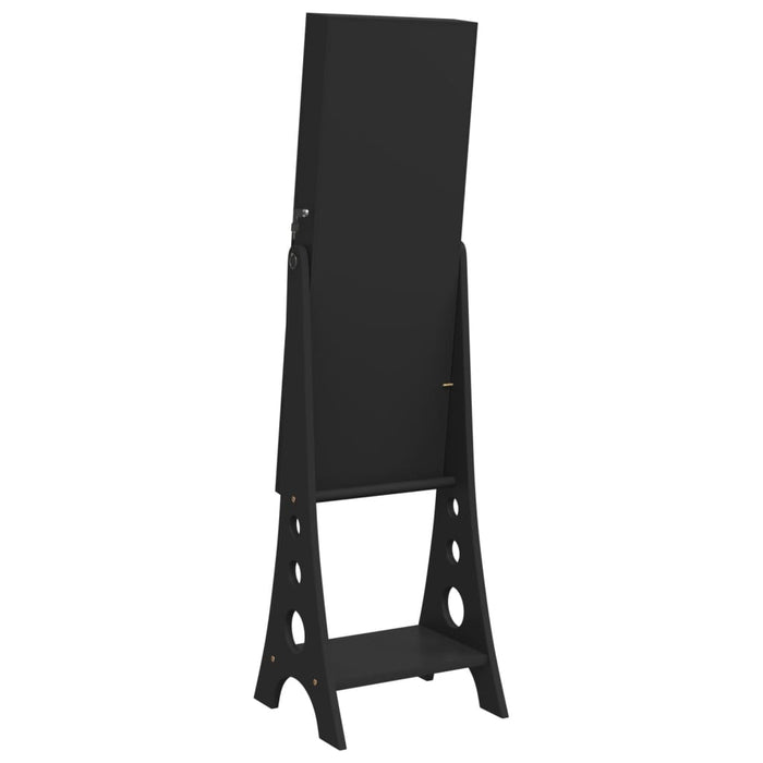 Armadietto Portagioie a Specchio con Luci LED Autoportante Nero