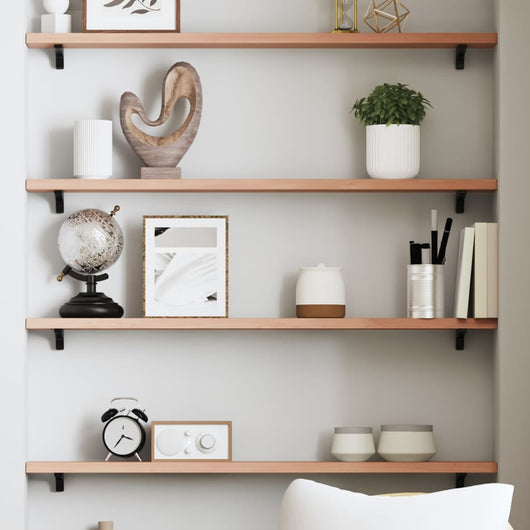 Ripiano Muro Marrone Chiaro 100x10x2cm Massello Rovere Trattato 363674