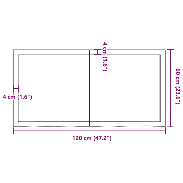 Ripiano Muro Marrone 120x60x(2-4) cm Massello Rovere Trattato 363698