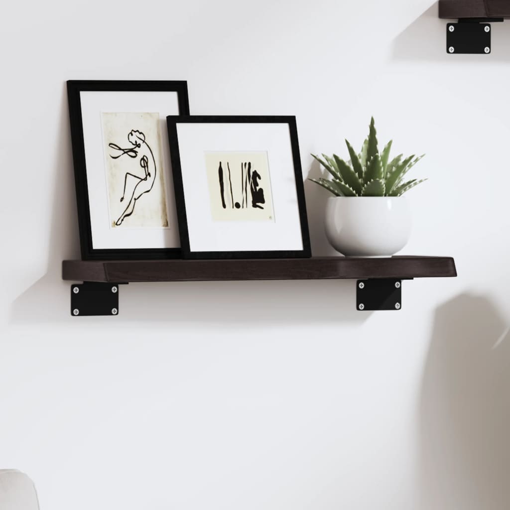 Ripiano Muro Marrone Scuro 40x10x2 cm Massello Rovere Trattato 363740