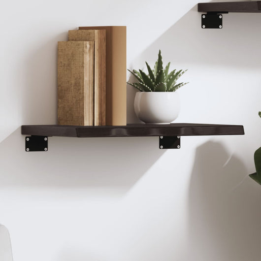 Ripiano Muro Marrone Scuro 40x20x2 cm Massello Rovere Trattato 363743