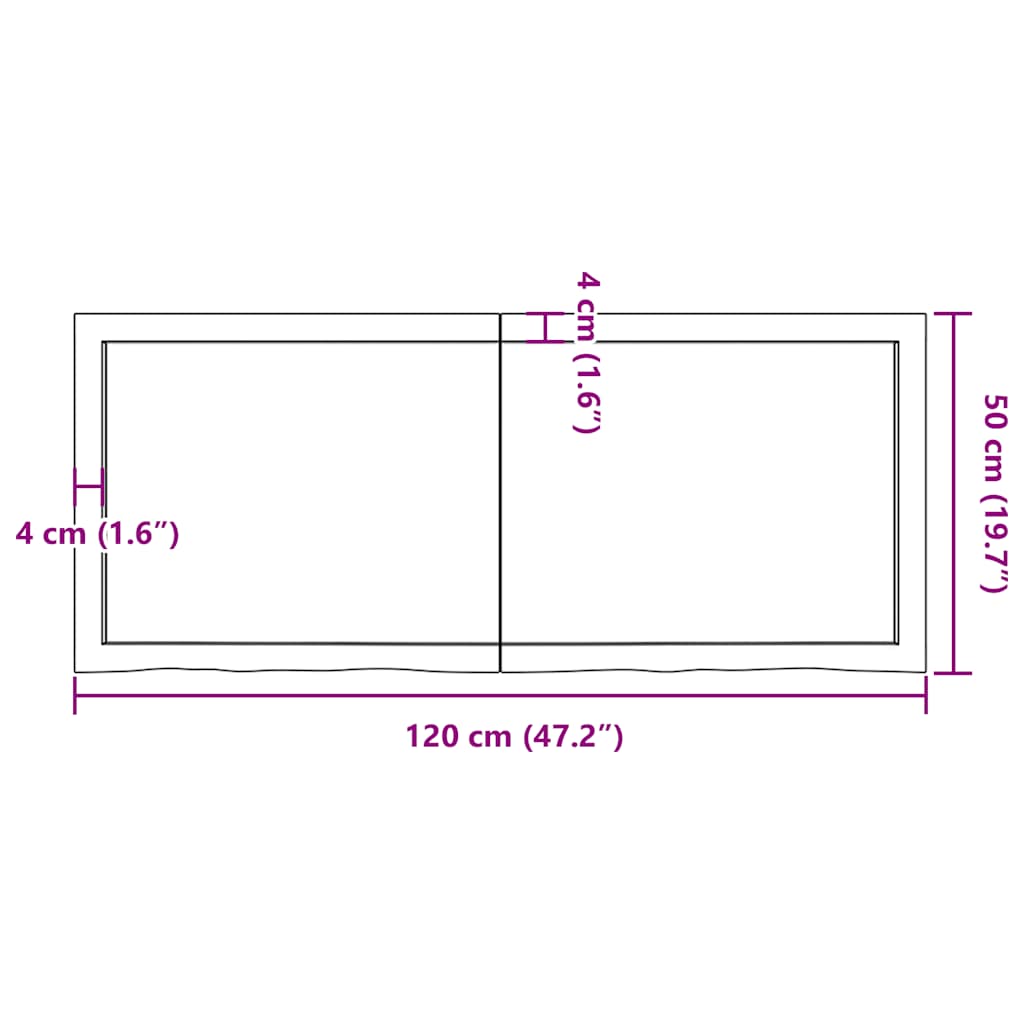 Ripiano Marrone Scuro 120x50x(2-6) cm Massello Rovere Trattato 363817
