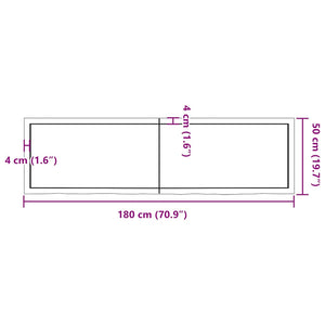 Ripiano Marrone Scuro 180x50x(2-4) cm Massello Rovere Trattato 363840