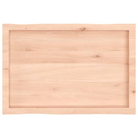 Piano per Tavolo 80x50x(2-4) cm Rovere Non Trattato Bordi Vivi 363876