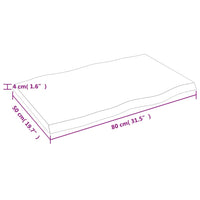 Piano per Tavolo 80x50x(2-4) cm Rovere Non Trattato Bordi Vivi 363876