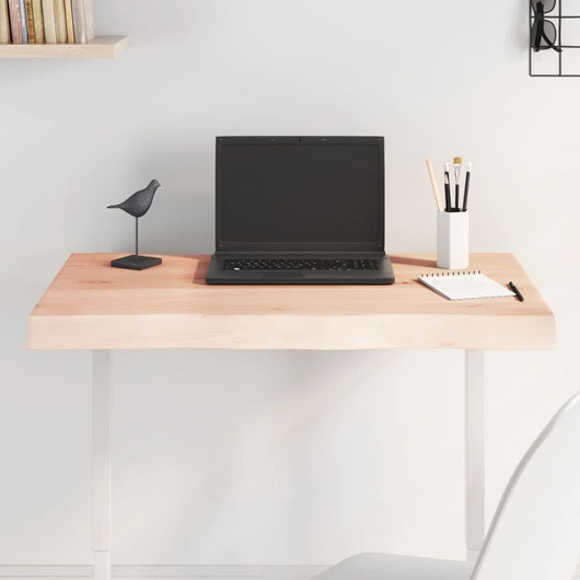 Piano per Tavolo 80x50x(2-6) cm Rovere Non Trattato Bordi Vivi 363877