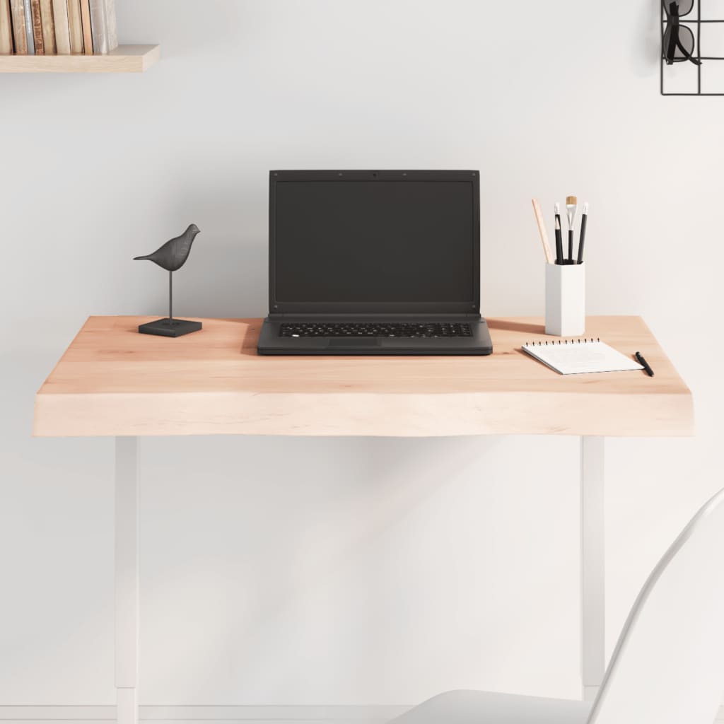 Piano per Tavolo 80x60x(2-6) cm Rovere Non Trattato Bordi Vivi 363880