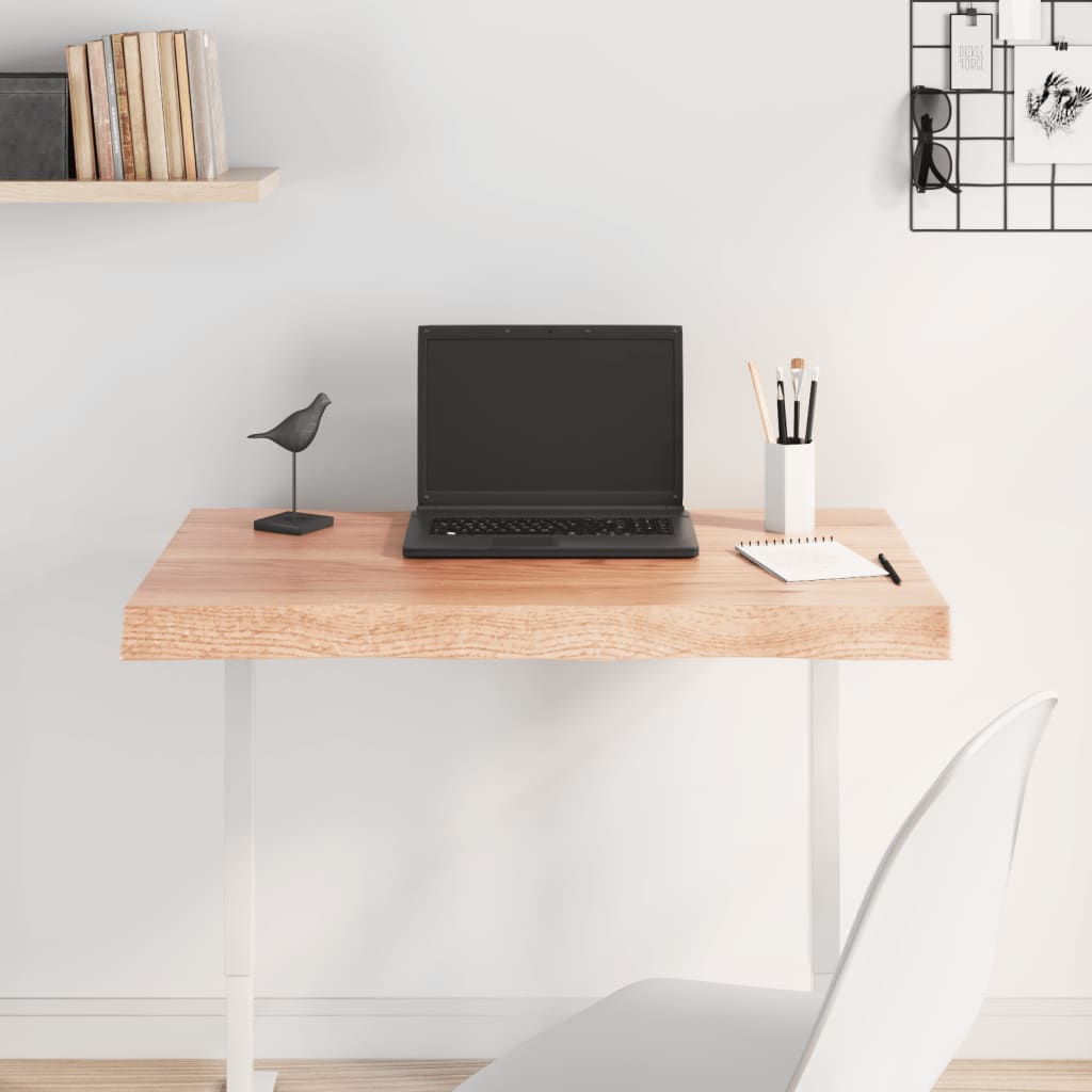 Piano Tavolo Marrone Chiaro 80x40x(2-6) cm Rovere Non Trattato 363940