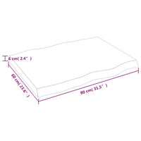 Piano Tavolo Marrone Chiaro 80x60x(2-6) cm Rovere Non Trattato 363946